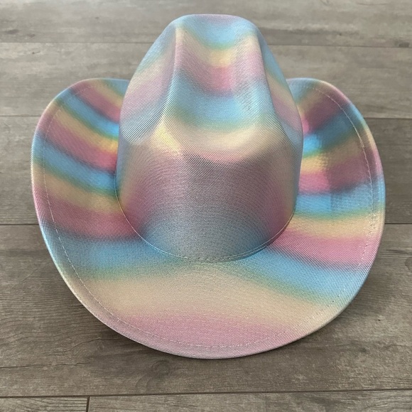 Pastel Rainbow Striped Cowgirl Hat - Picture 1 of 9